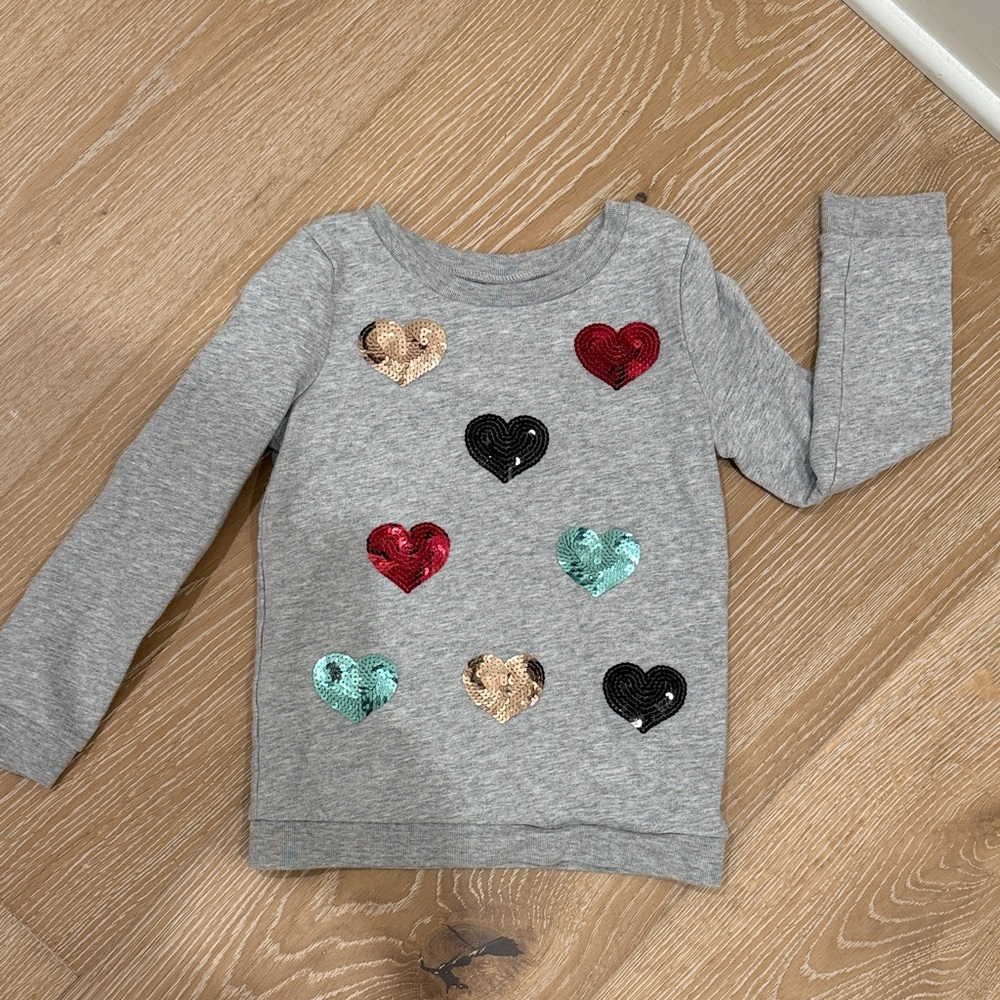 Carter’s Gray Sweatshirt with Sequin Hearts – Kids Size 4/5